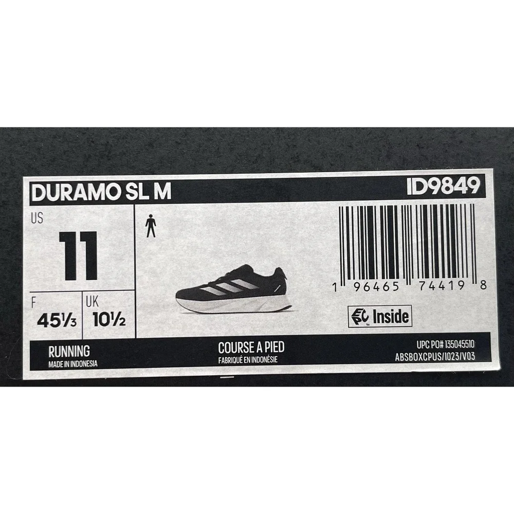 Adidas Duramo SL Mens Running Shoe Size 11 Black White Athletic Comfort Sneaker